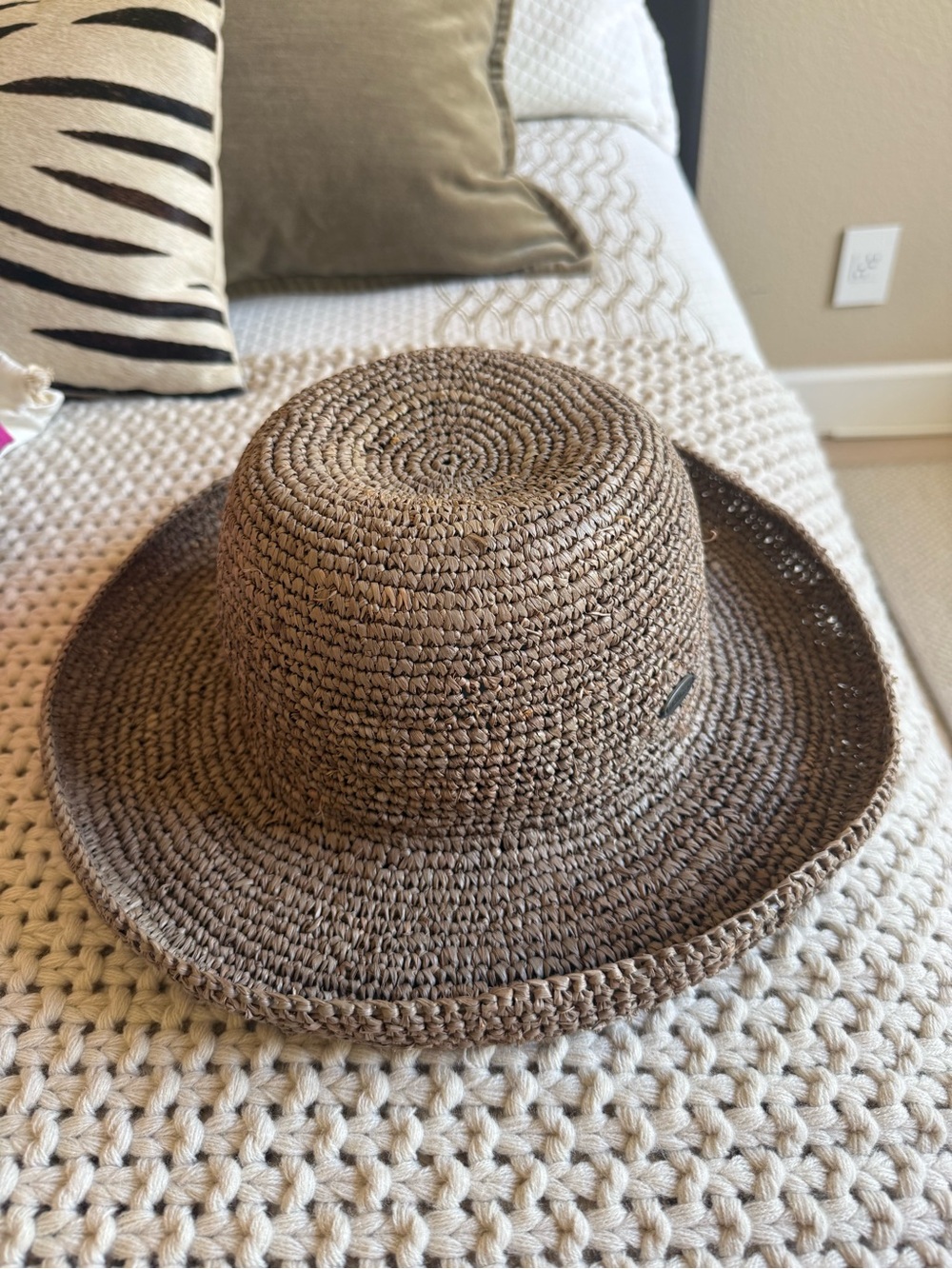 Stunning Wallaroo Catalina Woven Sun Hat in Brown and Tan